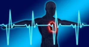 man with heart and pulse rhythm